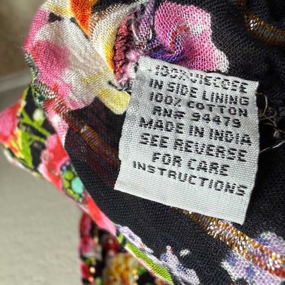 Me 2 Magic Anthropologie Boho Flowy Maxi Dress Sz M Black Multi Color Vacation - Picture 7 of 8